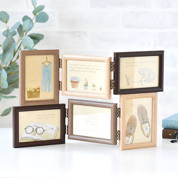 924円 本日の目玉 Kishima キシマ ブラン インテリアフレーム L判 6面 フォトフレーム おしゃれ 壁掛け 記念 シンプル 写真立て ナチュラル かわいい ブラウン 縦横 卓上 プレゼント ギフト 出産祝い 結婚祝い