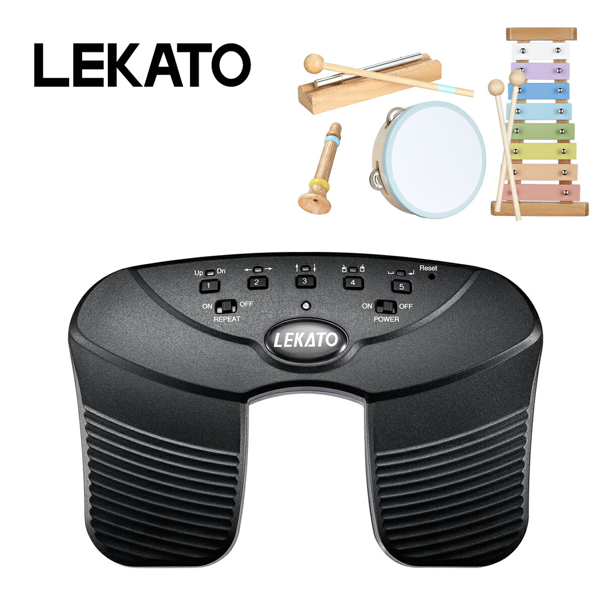 LEKATO 楽譜 ページターナー フットペダル 譜めくり タブレット ワイヤレス ミニ ターナー 楽譜めくり Bluetooth フットスイッチ ページめくり 楽器セット おもちゃ 木 木のおもちゃ 子供用 打楽器 鉄琴 木琴 室内 音楽玩具 ギフト 出産祝い