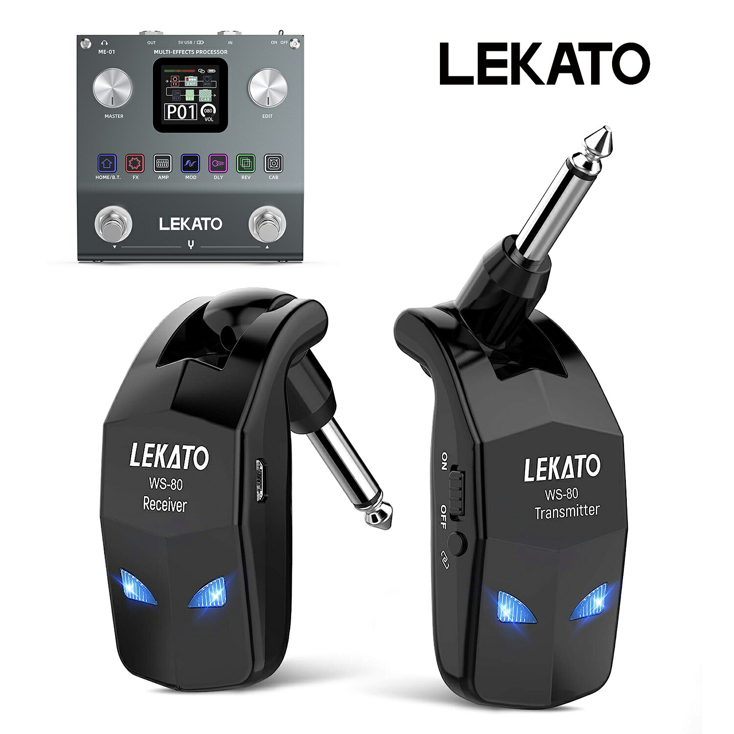 LEKATO ギターワイヤレスシステム ワイヤレス システム エレキギター ベース 送受信機 4チャンネル 2.4GHz コンパクト 軽量 usb充電 ギター LEKATO エフェクター 多効果ペダル マルチ エフェクト ペダル ギター エレキギター ベース 入門｜たかはし電器