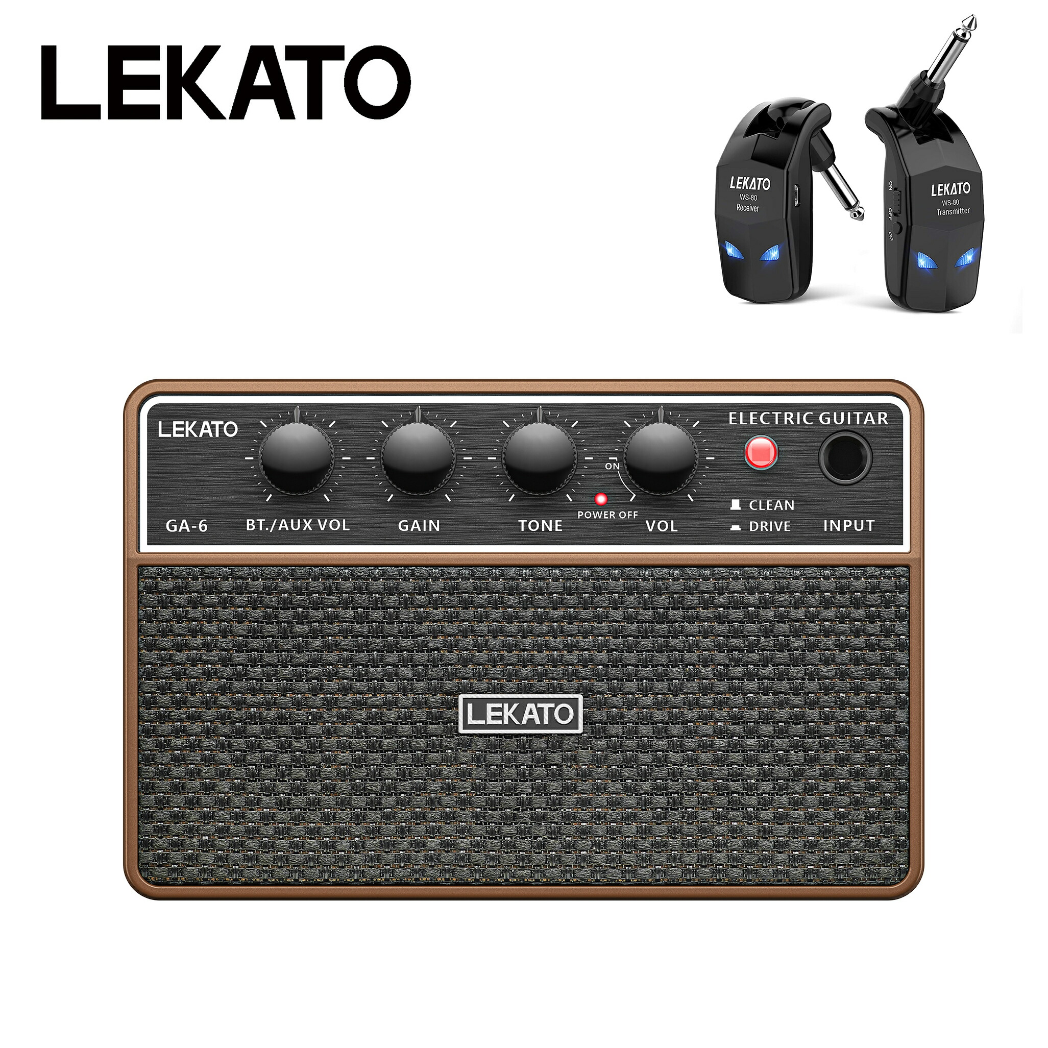 LEKATO ミニ ギターアンプ エレキギターアンプ スピーカー ワイヤレス 10W AUX usb 充電式 Bluetooth機能 ヘッドホンジャック ミニアンプ ギター ベース ライブ ギターワイヤレスシステム ワイヤレス システム エレキギター 送受信機 2.4GHz 220°回転 8,879円