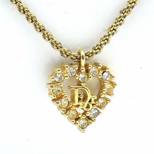 【中古】【良い】 Chr.Dior Vintage クリスチャン デイオール ヴィンテージ ライン入り ハート形ネックレス ドイツ レディース パーティー おしゃれ プレゼント