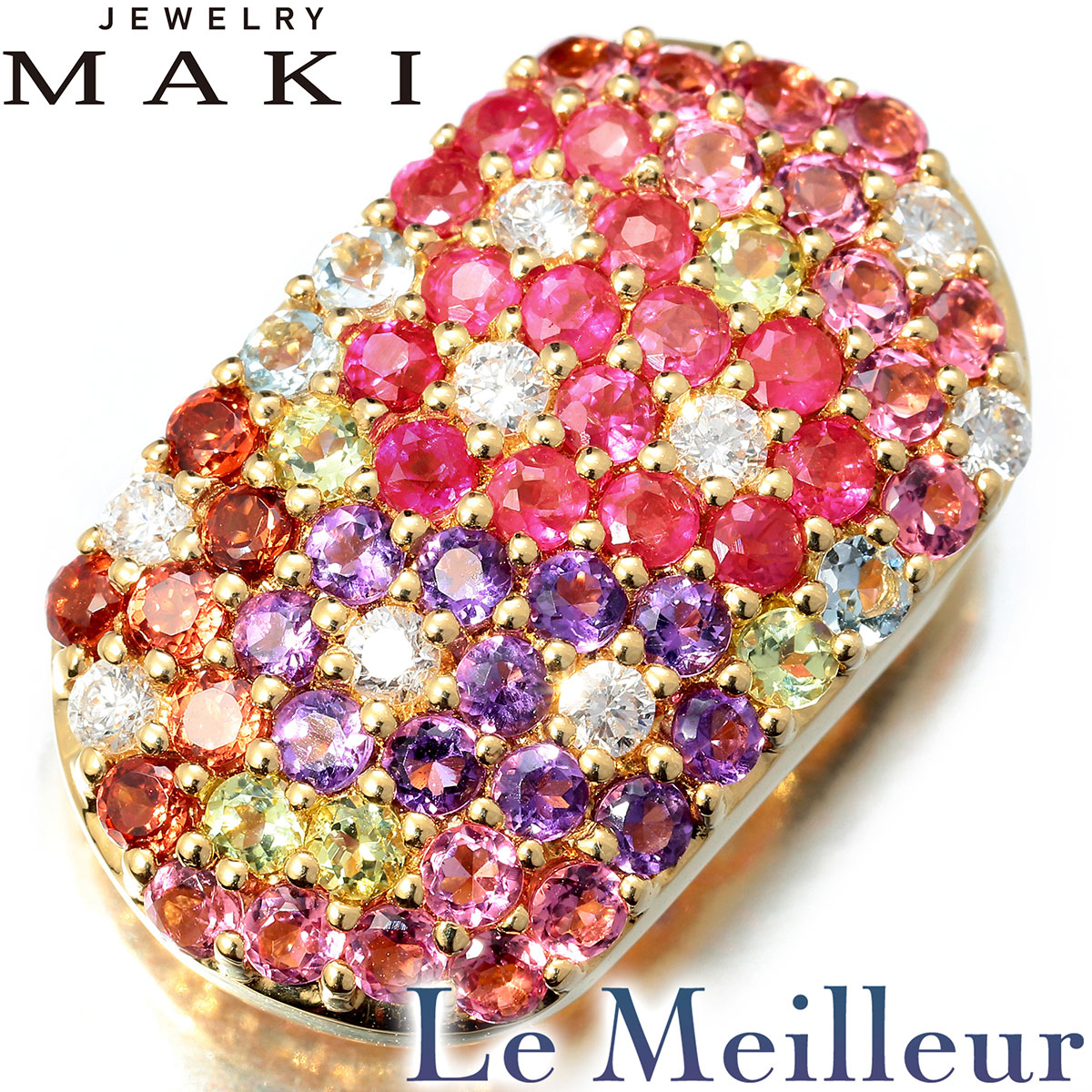 ジュエリーマキ マルチカラー パヴェペンダントトップ ルビー 0.70ct ダイヤモンド 0.28ct K18YG MAKI 【最大5,000円OFFクーポン対象】