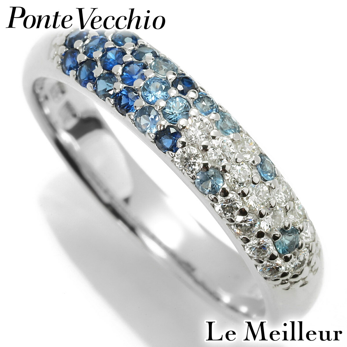 【ポイント5倍★7/25-8/2限定】PONTE VECCHIO ポンテヴェキオ ダイヤモンド ブルーサファイア 0.28ct ホワイトゴールド K18WG ピッコリーニ リング 10号 指輪【中古】【新品仕上げ済】｜Le meilleur（ルメイユ）