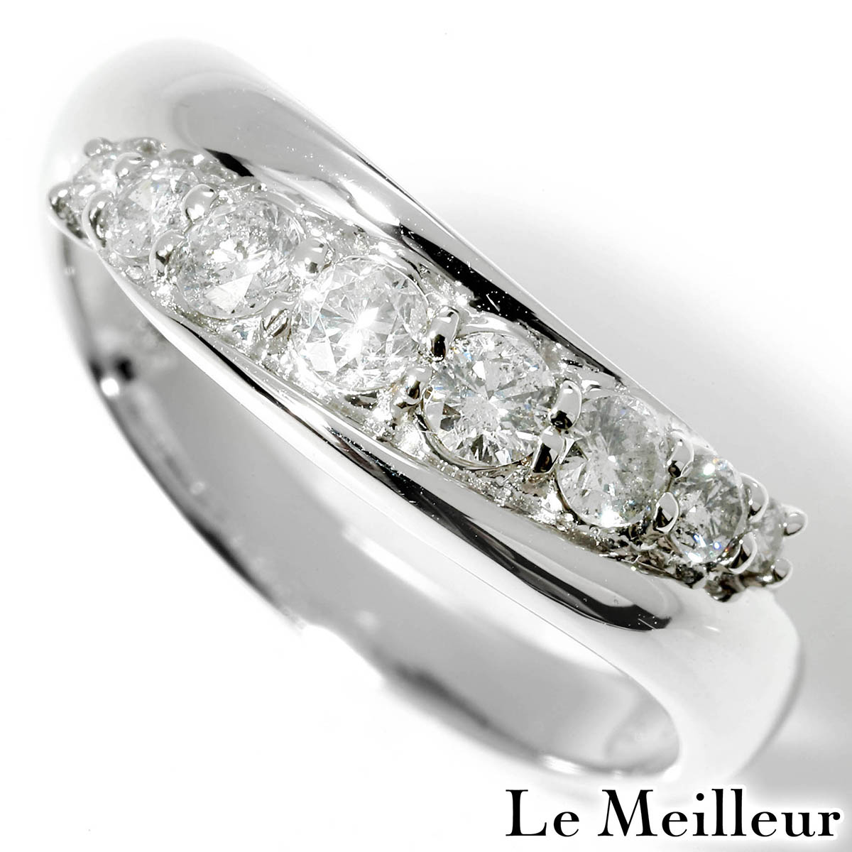 ダイヤモンド 0.5ct プラチナ Pt1000 カーブリング 15号 指輪【中古】【新品仕上げ済】｜Le meilleur（ルメイユ）