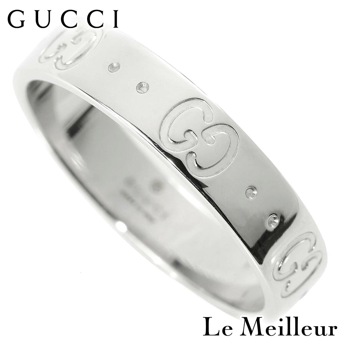 【ポイント5倍★7/25-8/2限定】GUCCI グッチ アイコン ホワイトゴールド K18WG スリムリング 12.5号 指輪【中古】【新品仕上げ済】｜Le meilleur（ルメイユ）