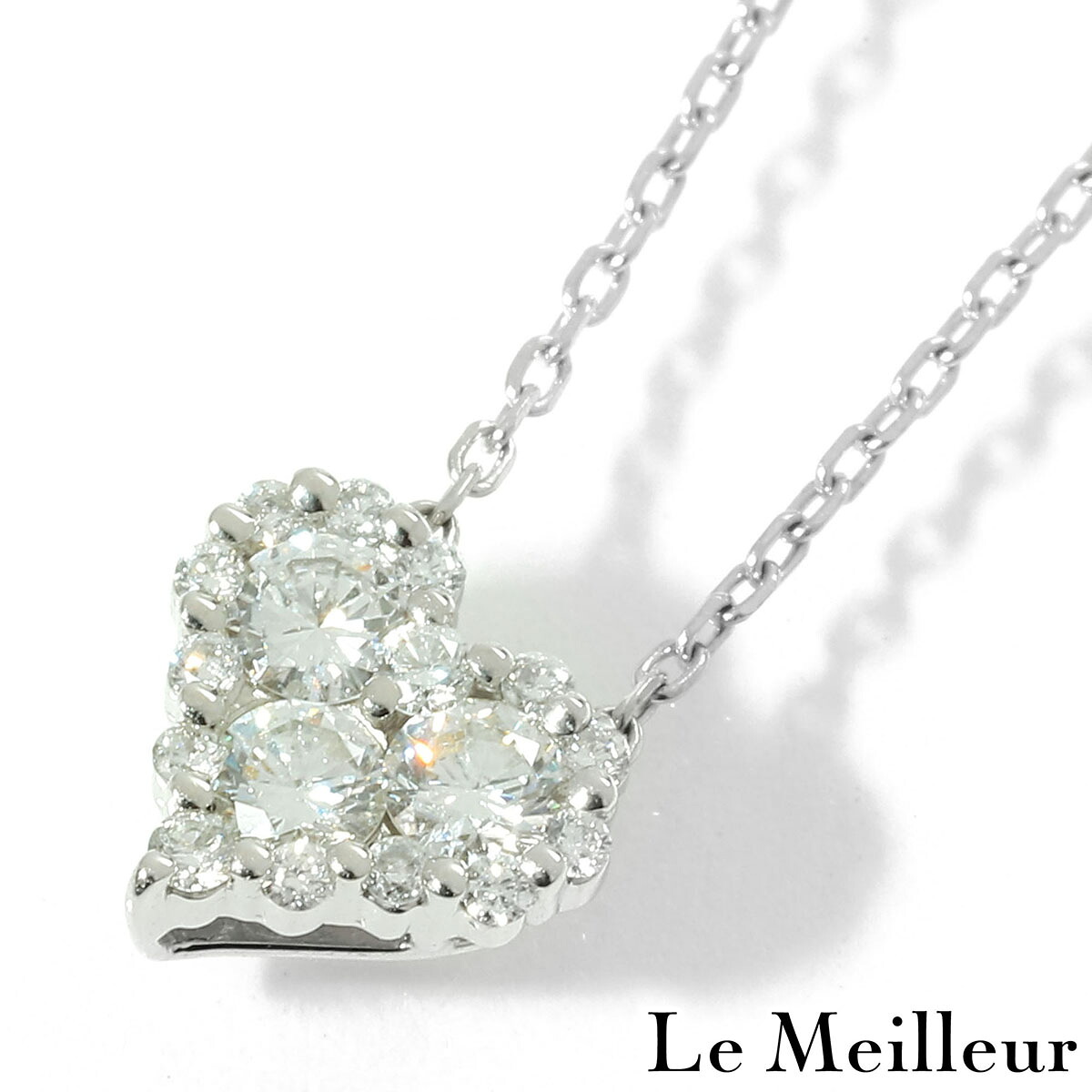 ダイヤモンド 0.3ct プラチナ Pt950 ハートモチーフネックレス 【中古】【新品仕上げ済】｜Le meilleur（ルメイユ）