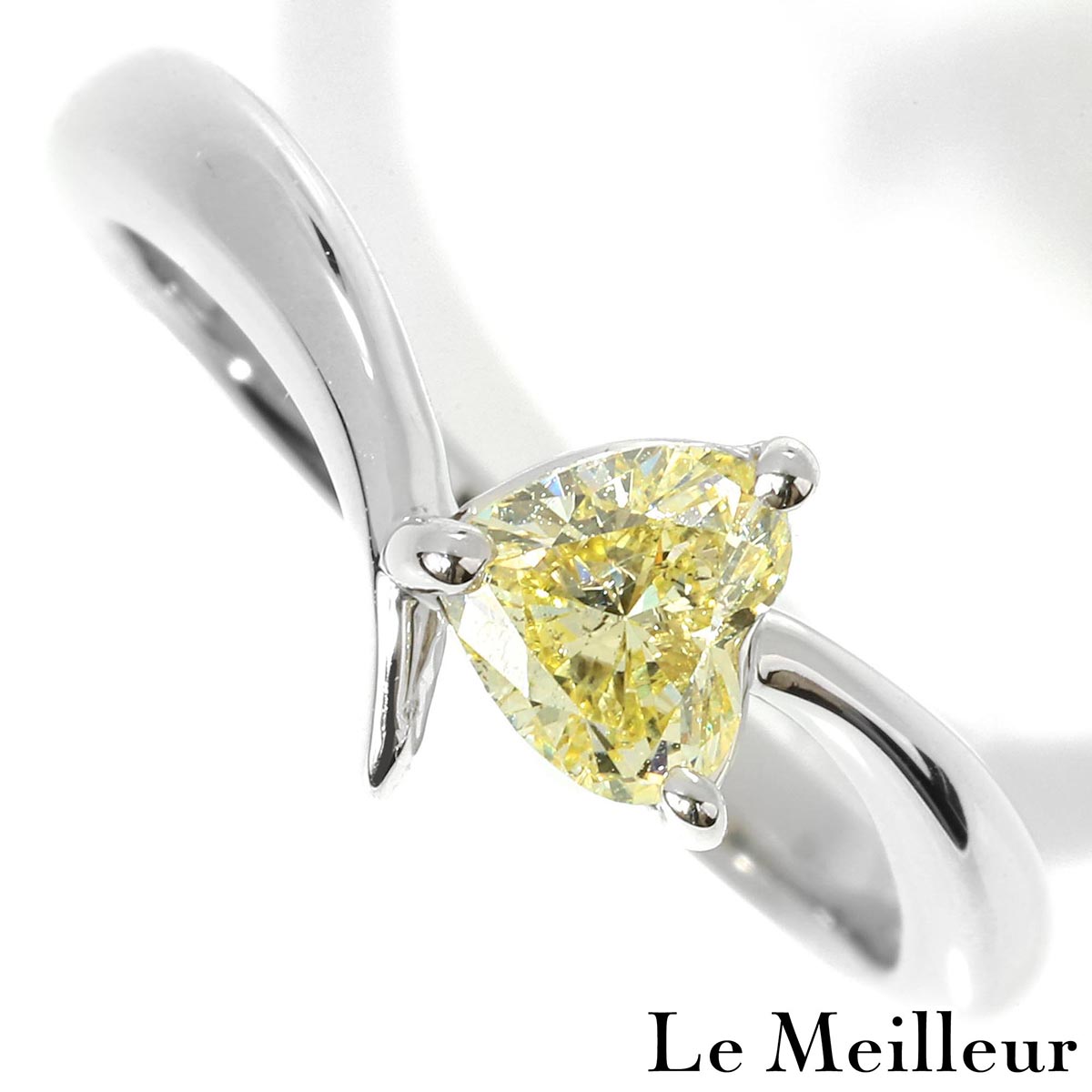 【ポイント5倍★7/25-8/2限定】イエローダイヤモンド 0.511ct FANCY YELLOW I-1 GOOD プラチナ Pt900 V字リング 10号 鑑定書付き 指輪【中古】【新品仕上げ済】｜Le meilleur（ルメイユ）