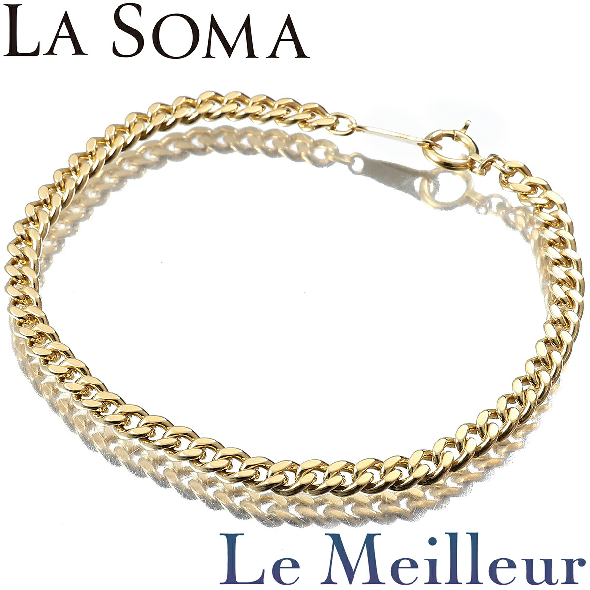 LA SOMA ラ・ソマ イエローゴールド K18YG 喜平 ブレスレット 2面 シングル ブレスレット【中古】【新品仕上げ済】 【最大5,000円OFFクーポン対象】