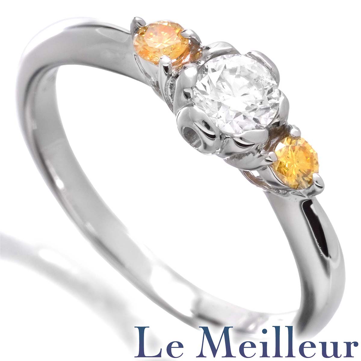 ダイヤモンド 0.30ct イエローダイヤモンド プラチナ Pt900 リング VSクラス 12号 指輪【中古】【新品仕上げ済】【RE-PRICE】｜Le meilleur（ルメイユ）