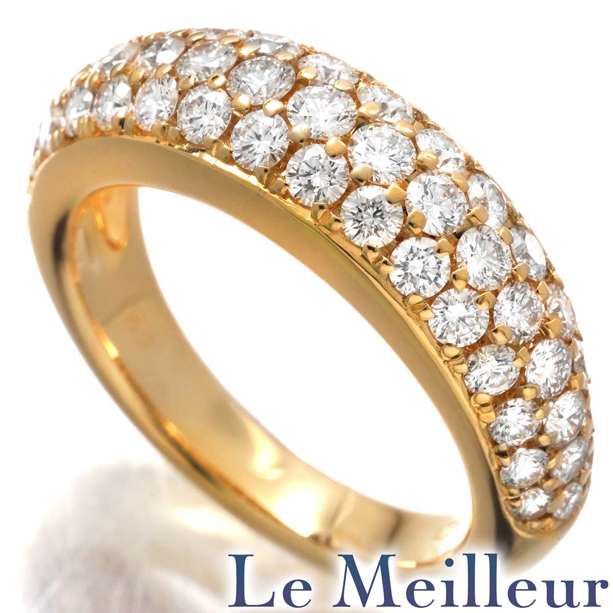 ダイヤモンド 1.4ct イエローゴールド K18YG パヴェリング 12号 指輪【中古】【新品仕上げ済】｜Le meilleur（ルメイユ）