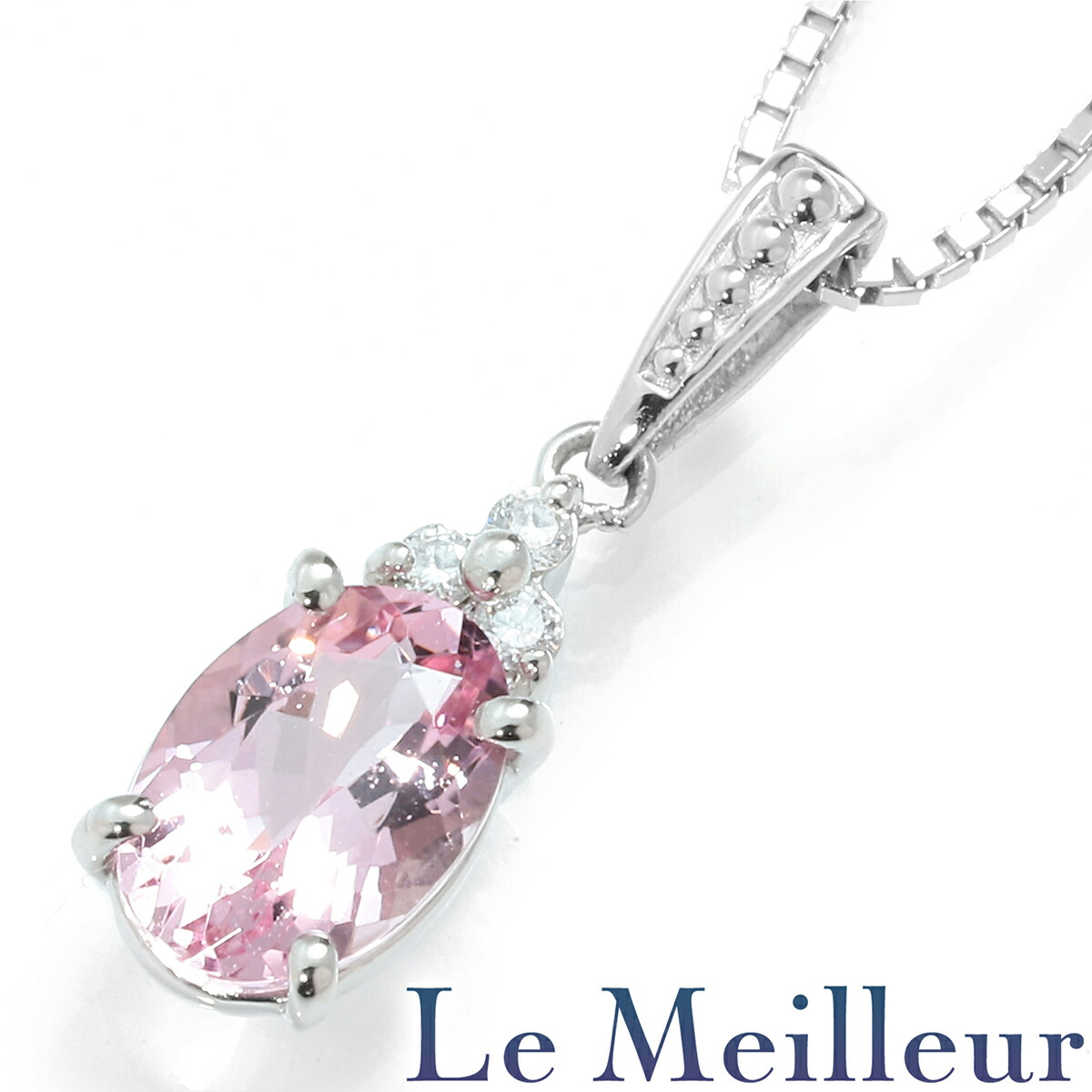 ミニデザインペンダントネックレス モルガナイト 0.6ct ダイヤモンド Pt900 【最大5,000円OFFクーポン対象】