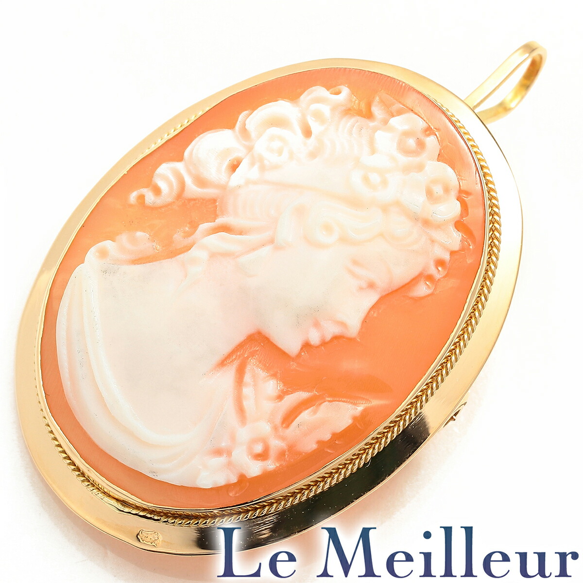 楽天市場】【本物保証】 新品同様 シェルカメオ ペンダント付ブローチ