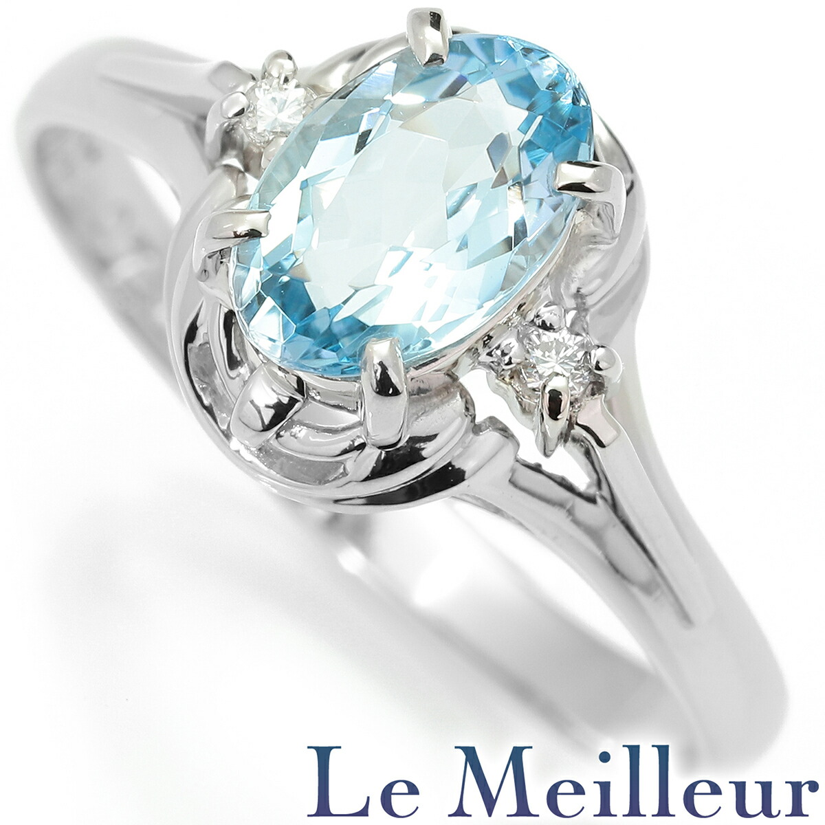 アクアマリン 0.75ct ダイヤモンド プラチナ Pt900 リング 13号 指輪【中古】【新品仕上げ済】｜Le meilleur（ルメイユ）