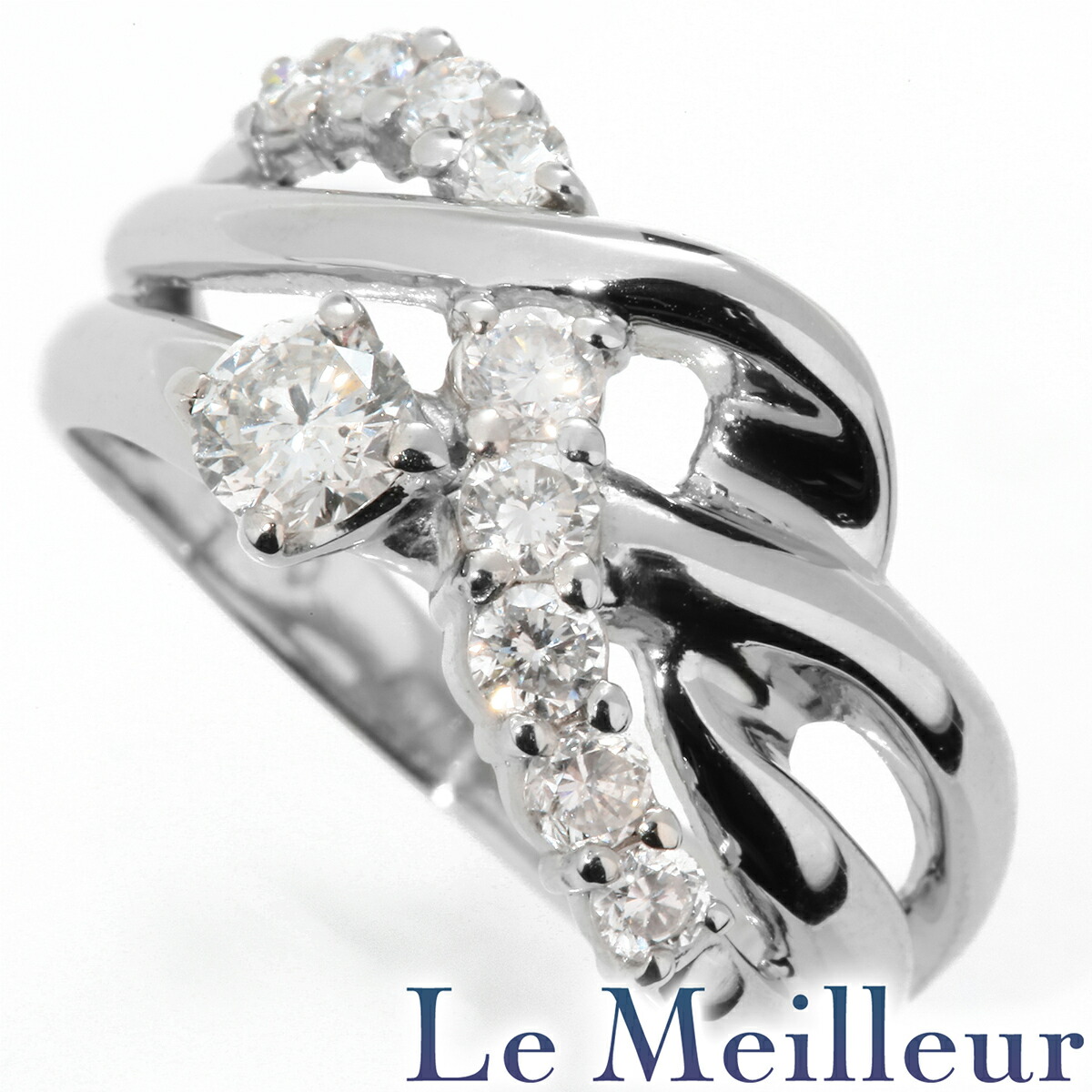 ダイヤモンド 0.7ct プラチナ Pt900 ツイストデザインリング 13号 指輪【中古】【新品仕上げ済】【RE-PRICE】|Le meilleur(ルメイユ)