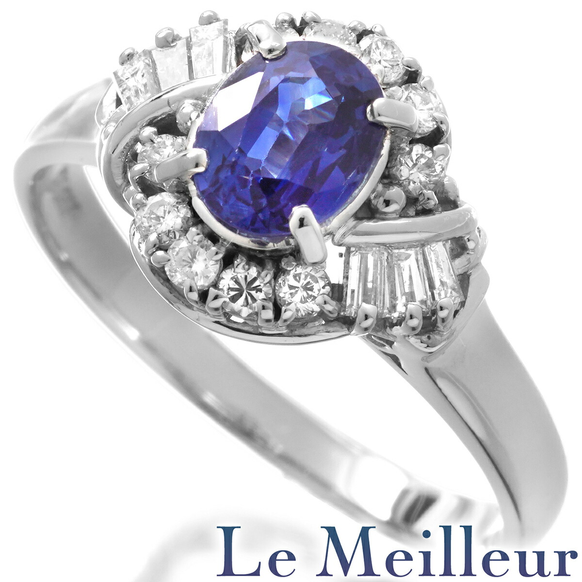 【ポイント5倍★7/25-8/2限定】サファイア 0.82ct ダイヤモンド 0.29ct プラチナ Pt900 ヘイローデザインリング 13号 指輪【中古】【新品仕上げ済】【RE-PRICE】｜Le meilleur（ルメイユ） 65,450円