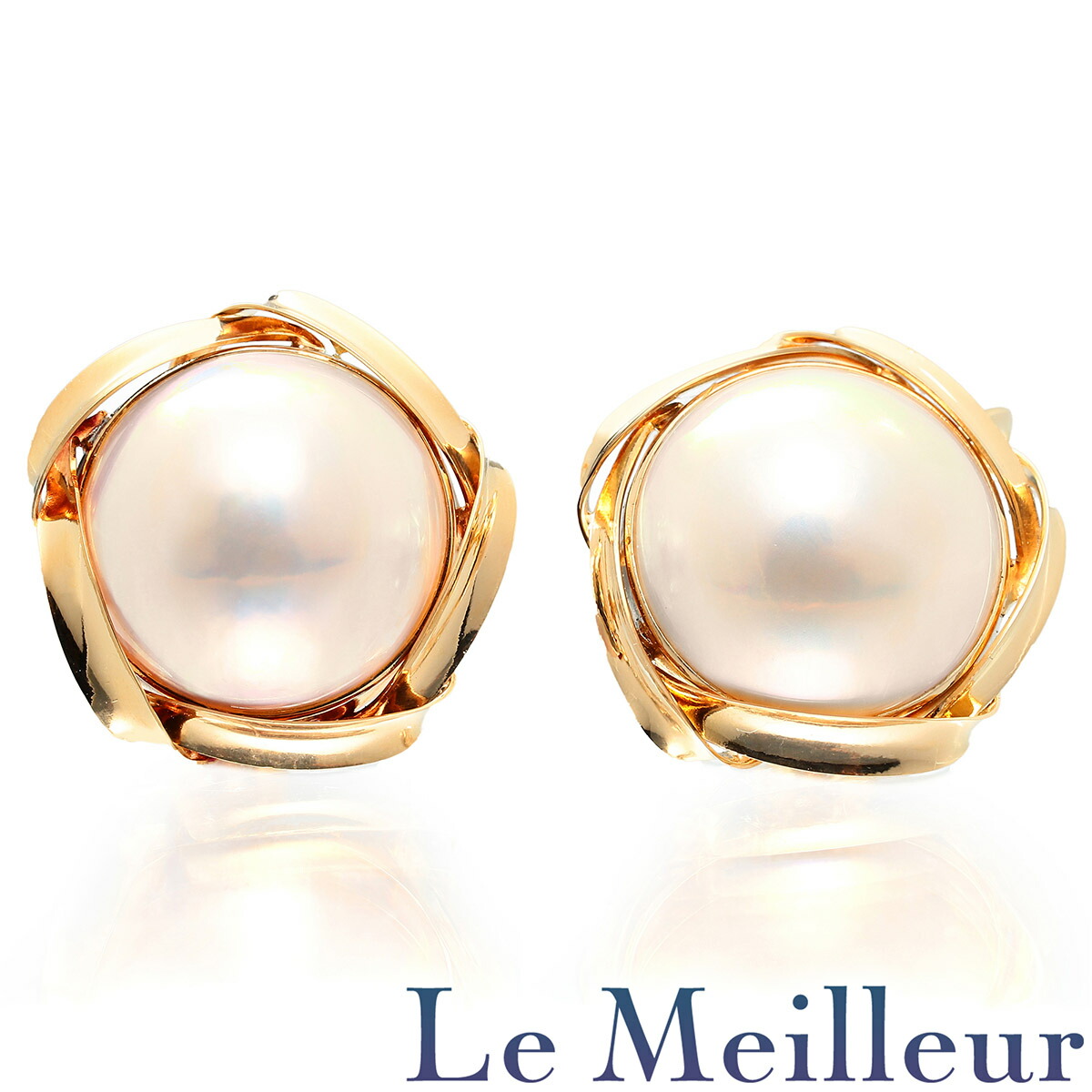 楽天市場】マベパールイヤリング マベ真珠 16.5mm K18 : Le