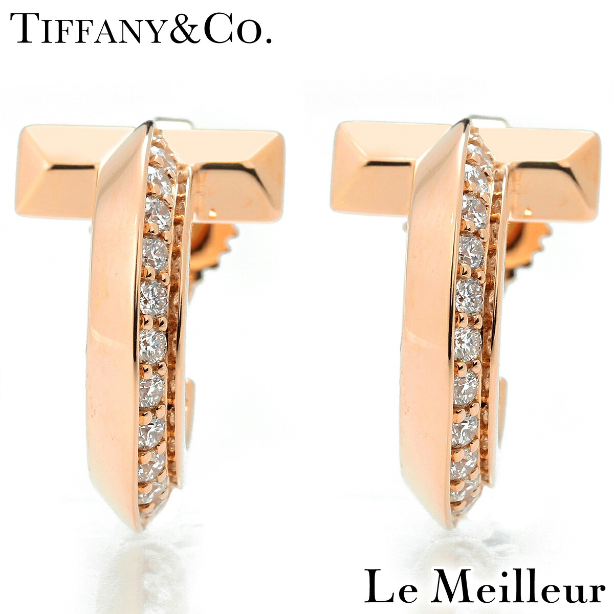 【ポイント5倍★4/10 23:59まで】TIFFANY&Co. ティファニー Tiffany T ダイヤモンド ピンクゴールド K18PG T ワン フープ ピアス 【中古】【新品仕上げ済】 【最大5,000円OFFクーポン対象】