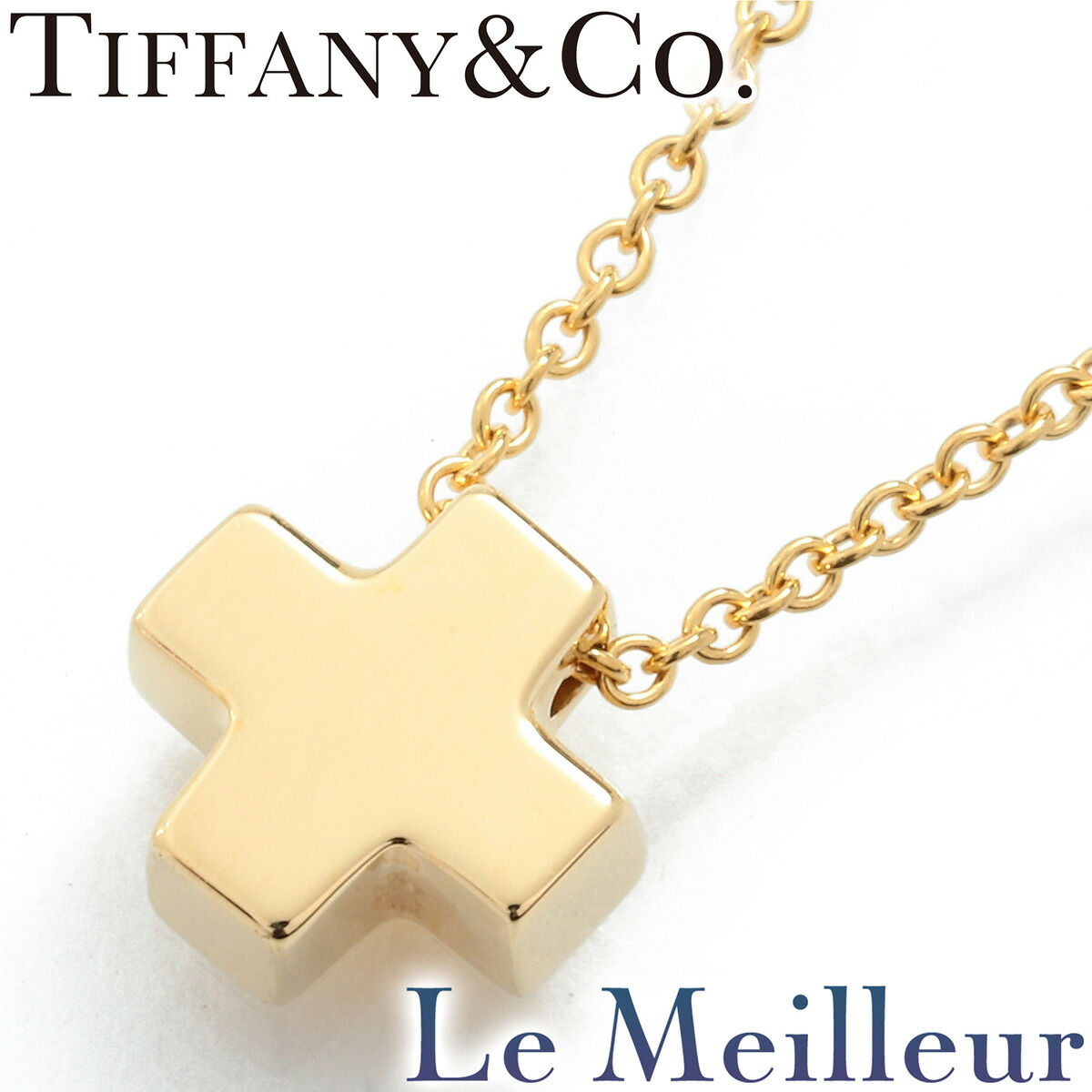 ティファニー YG K18 リーフクロスネックレス TIFFANY&Co. ティファニー メトロ クロス ダイヤモンド