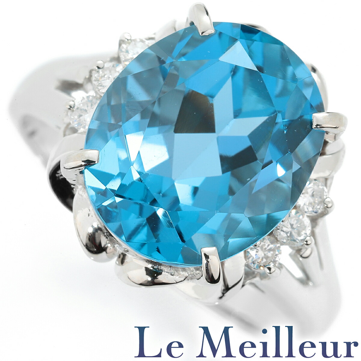 プラチナpt900大粒ブルートパーズダイヤモンドリング　１８カラット プラチナpt900大粒ブルートパーズダイヤモンドリング 18カラット