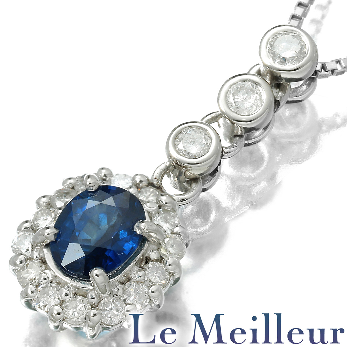 ヘイローデザイントップ ペンダントネックレス ブルーサファイア 0.51ct ダイヤモンド 0.25ct プラチナ Pt900 【最大5,000円OFFクーポン対象】
