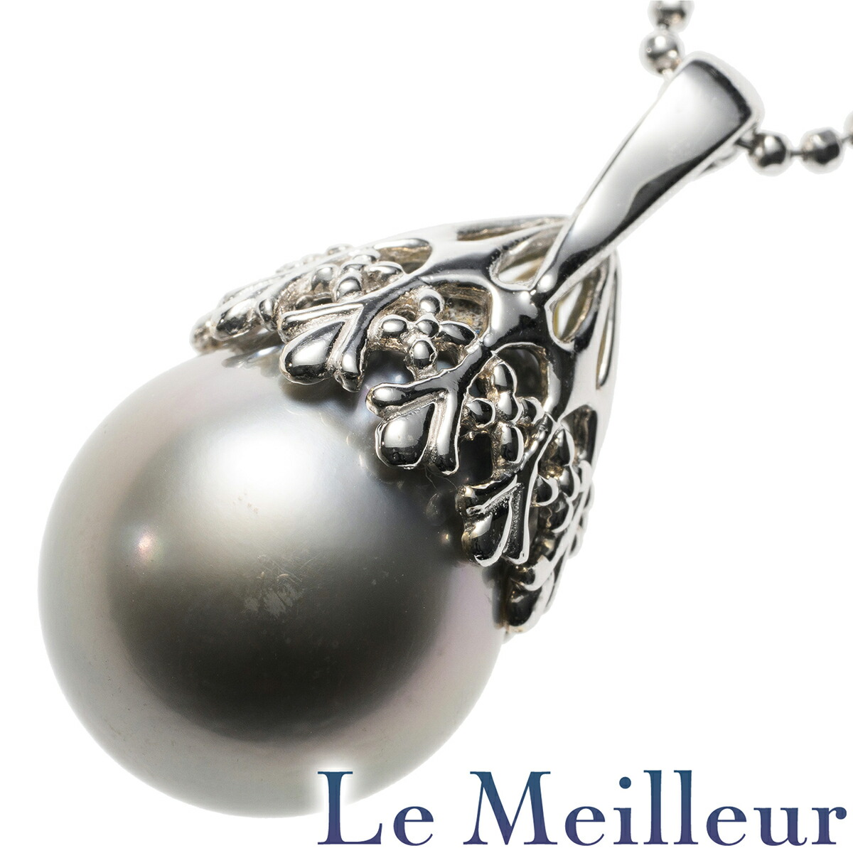 黒蝶真珠 15.3mm ホワイトゴールド K14WG パールペンダントネックレス 【中古】【新品仕上げ済】｜Le meilleur（ルメイユ）