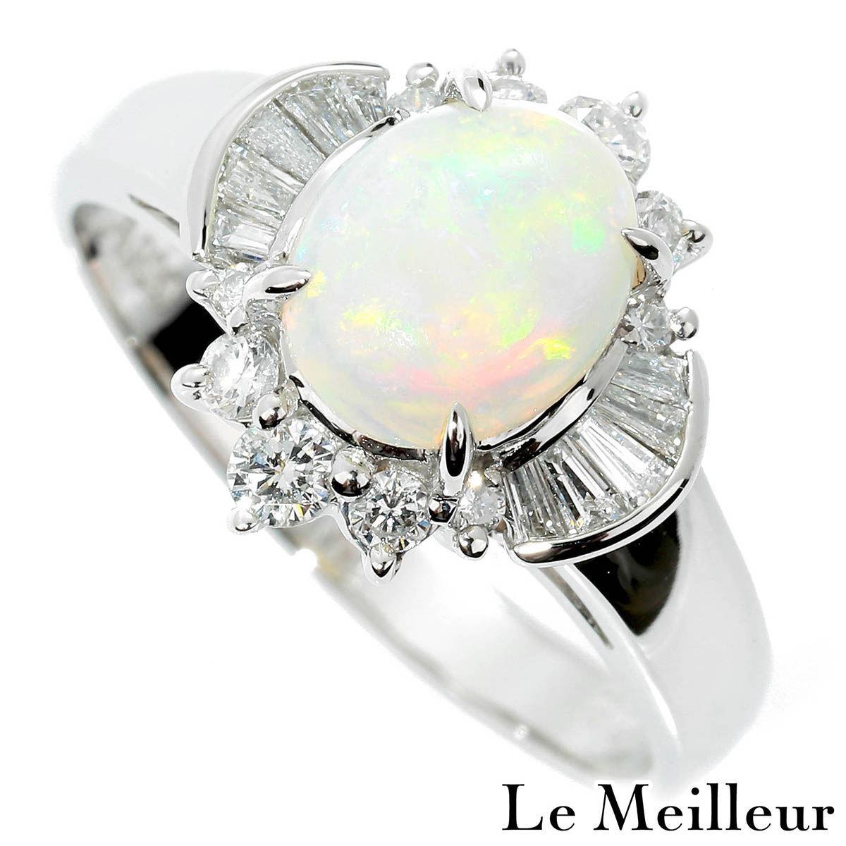 【ポイント5倍★7/25-8/2限定】オパール 0.99ct ダイヤモンド 0.38ct プラチナ Pt900 ヘイローデザインリング 13号 指輪【中古】【新品仕上げ済】【RE-PRICE】｜Le meilleur（ルメイユ）