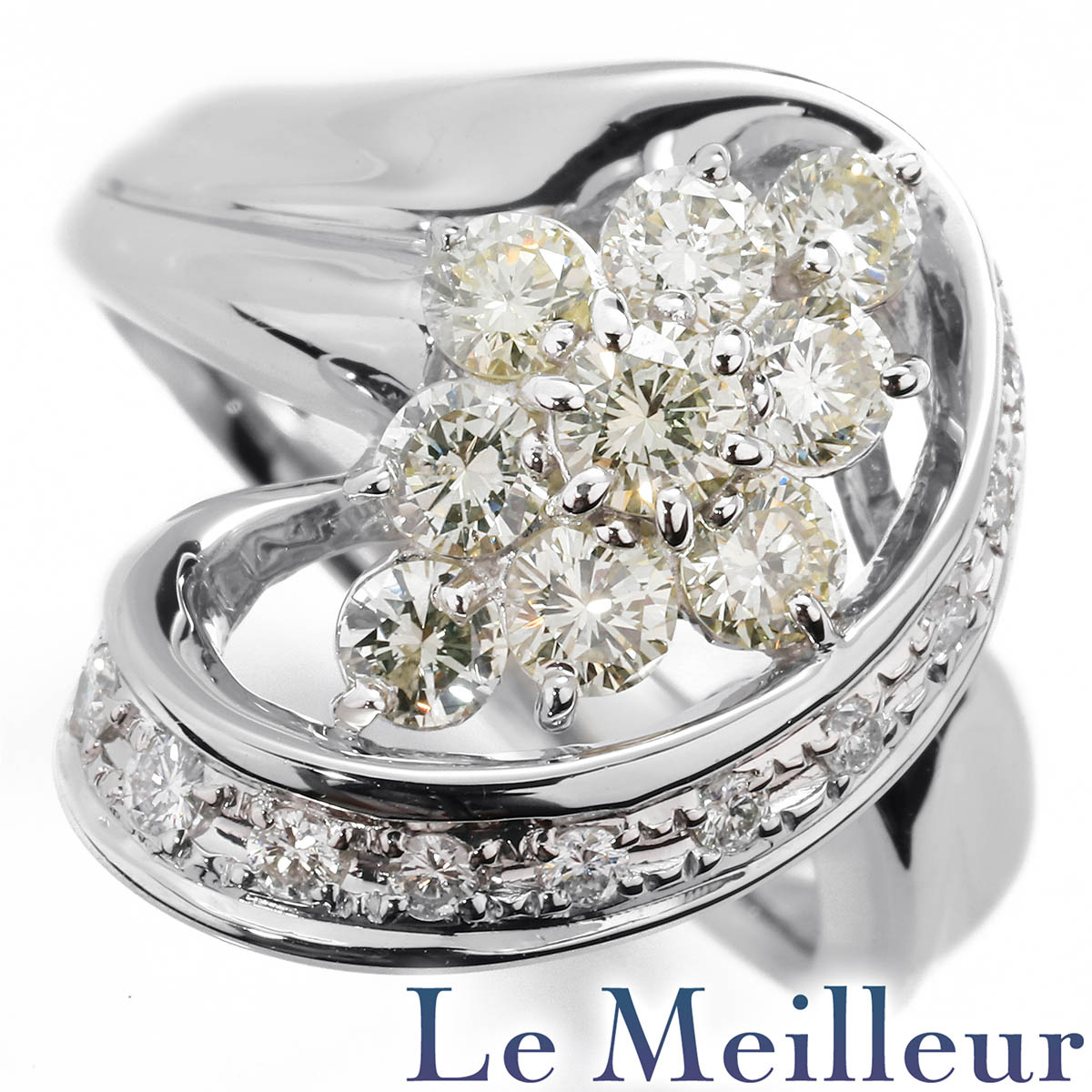 フラワーモチーフリング VSクラス イエローカラー 指輪 ダイヤモンド 1.18ct Pt900 15号【RE-PRICE】|Le meilleur(ルメイユ)
