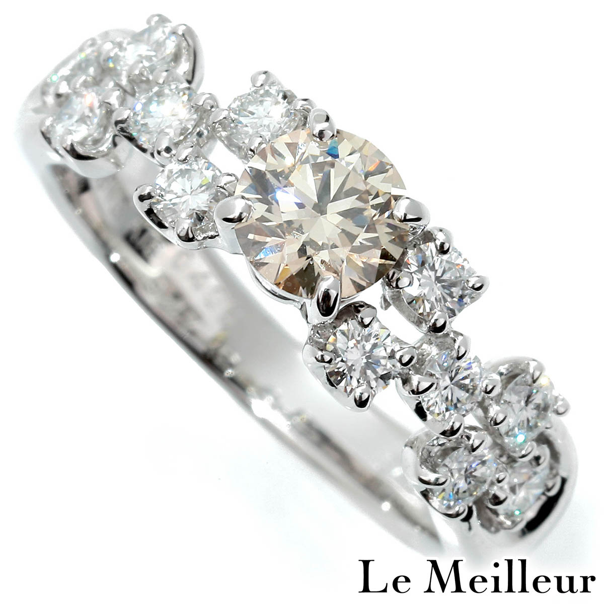 リング VSクラス 指輪 ブラウンダイヤモンド 0.496ct ダイヤモンド 0.47ct ホワイトゴールド K18WG 10号 【最大5,000円OFFクーポン対象】