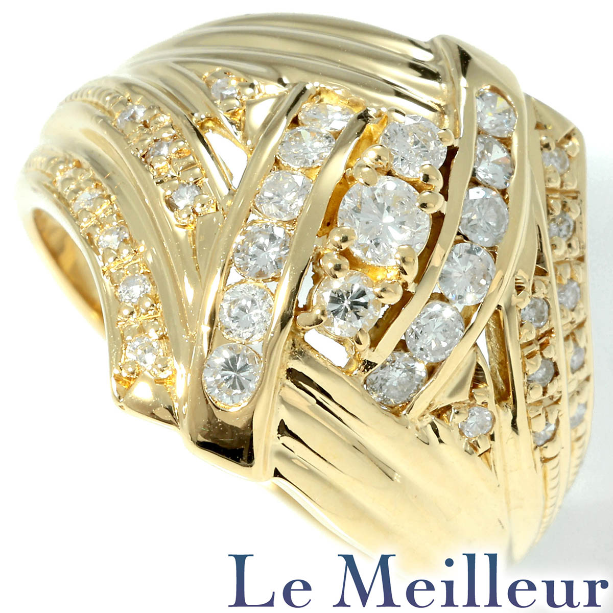 【ポイント5倍★7/25-8/2限定】リング 指輪 ダイヤモンド 0.56ct イエローゴールド K18YG 14号｜Le meilleur（ルメイユ）