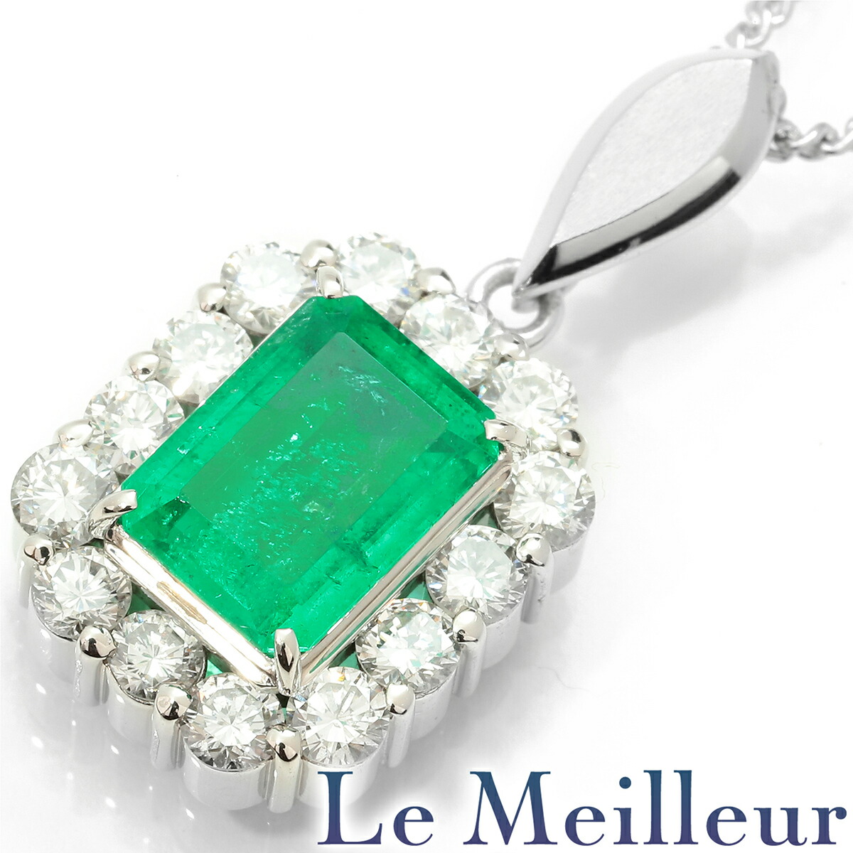 ペンダントネックレス エメラルド 1.40ct ダイヤモンド 0.82ct Pt900 【最大5,000円OFFクーポン対象】