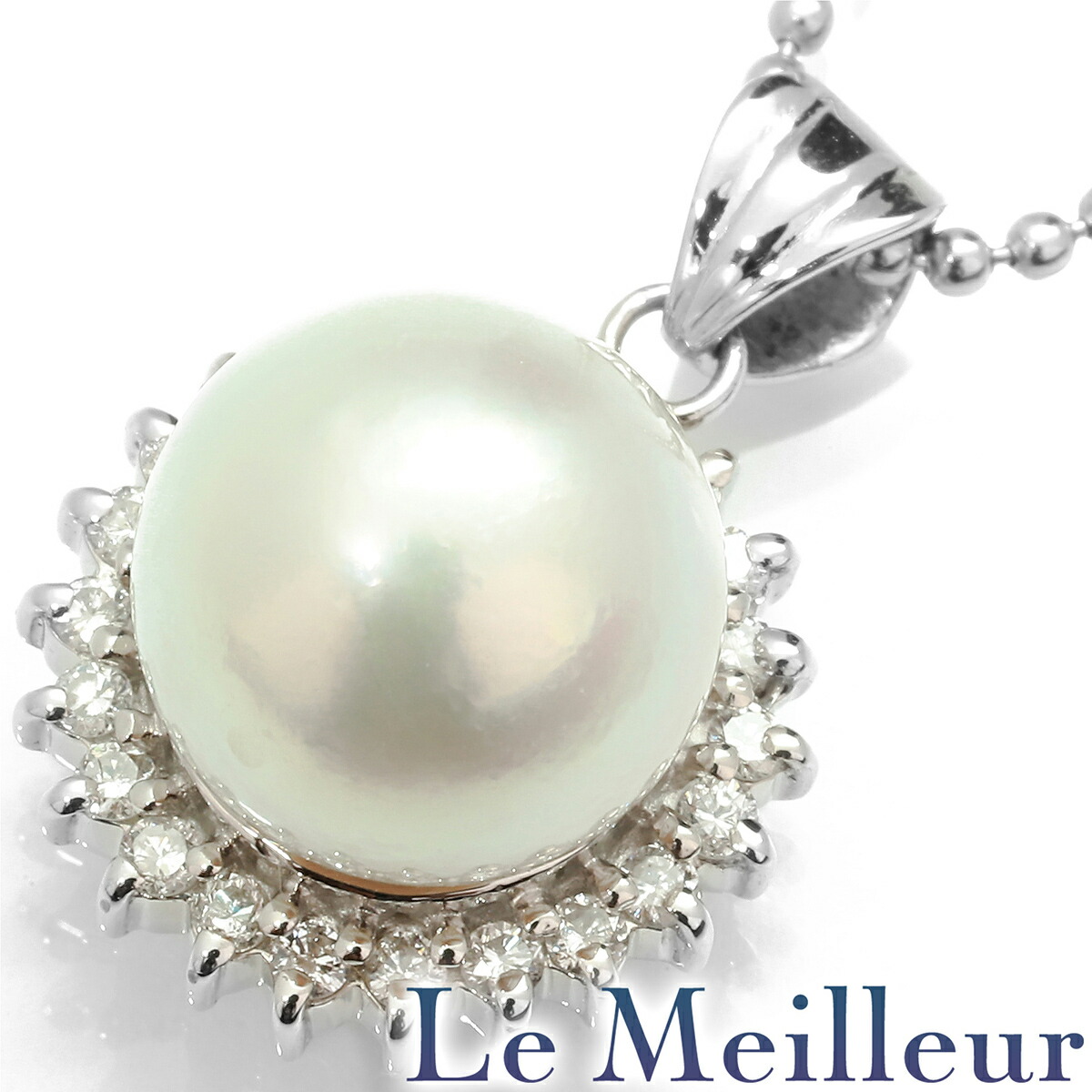 真珠 ダイヤモンド 0.25ct プラチナ Pt900 パールペンダント ネックレス【中古】【新品仕上げ済】【RE-PRICE】