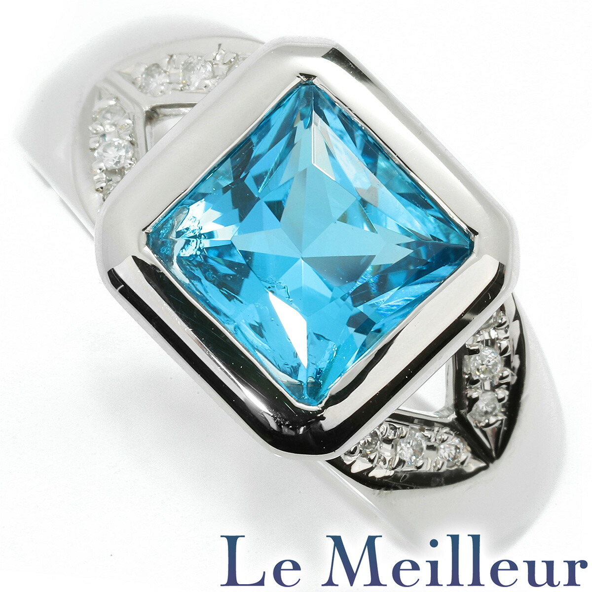 楽天市場】プラチナ PT900 ブルートパーズ/ダイヤモンド リング