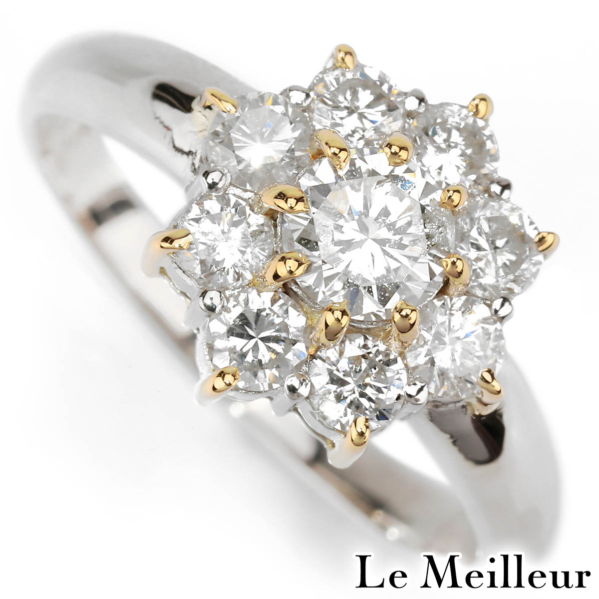 プラチナゴールド 花モチーフダイヤモンドリング 約13号 楽天市場】K18YG フラワーモチーフ ダイヤモンド リング 13号 D1.00ct