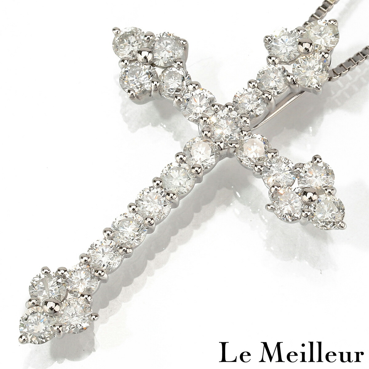 ダイヤモンド 1ct プラチナ Pt900 クロスペンダントネックレス 【中古】【新品仕上げ済】【RE-PRICE】|Le meilleur(ルメイユ)
