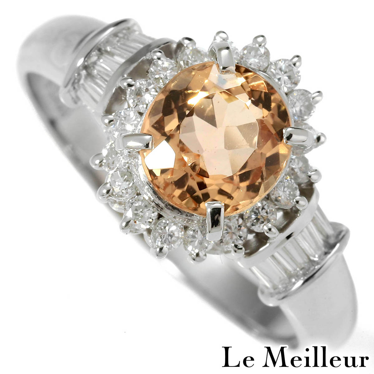 ヘイローリング 指輪 インペリアルトパーズ 1.28ct ダイヤモンド 0.4ct プラチナ Pt900 13号 【最大5,000円OFFクーポン対象】