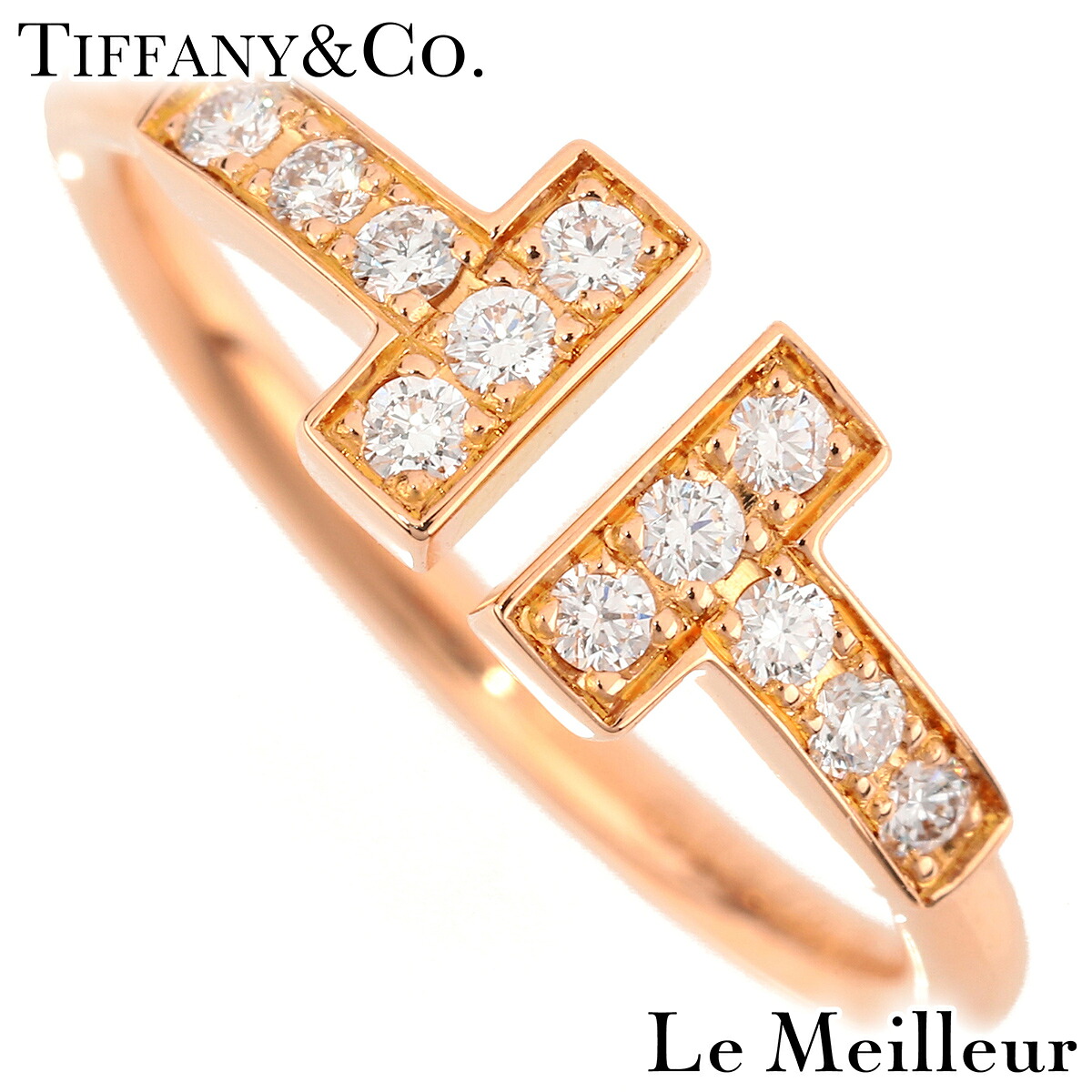 TIFFANY&Co. ティファニー Tiffany T ダイヤモンド ピンクゴールド K18PG ワイヤー リング 6号 指輪【中古】【新品仕上げ済】 【最大5,000円OFFクーポン対象】