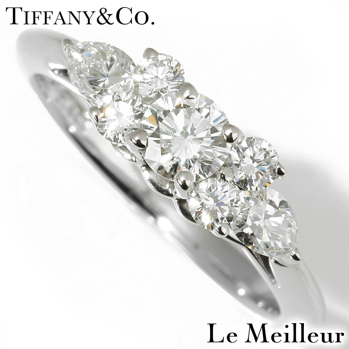TIFFANY&Co. ティファニー ダイヤモンド プラチナ Pt950 セブンストーンリング 6.5号 指輪【中古】【新品仕上げ済】｜Le meilleur（ルメイユ）