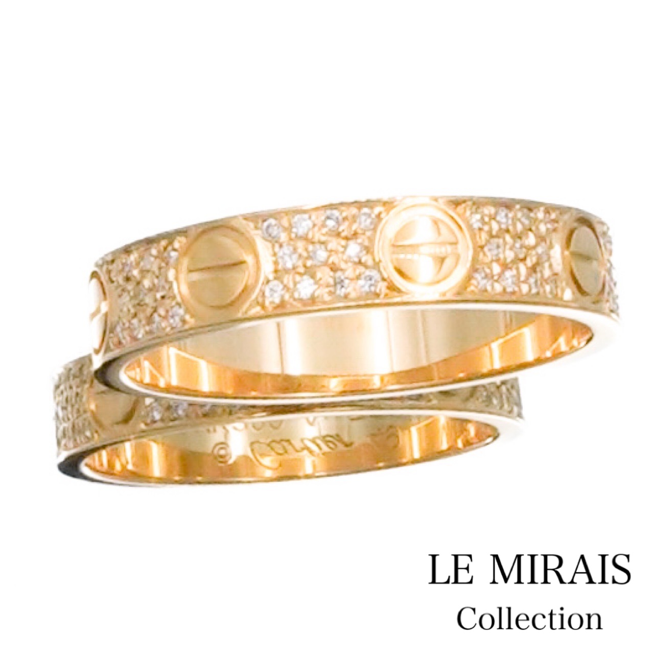 楽天市場】【仕上済】カルティエ ミニラブリング 8号 PG ダイヤ