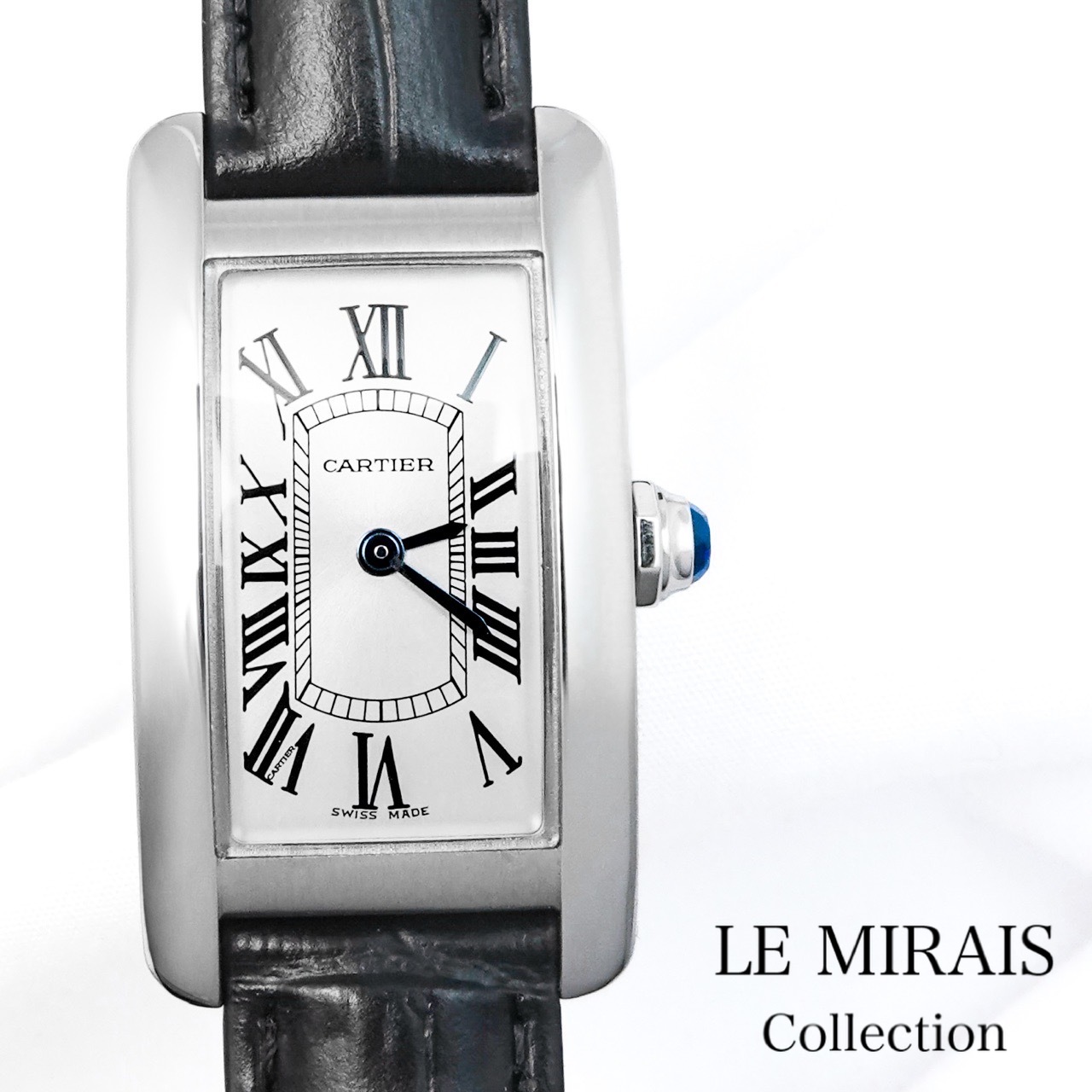 【OH済】カルティエ タンクアメリカン SM SS レザー SS SS レディース 腕時計【中古】【送料無料】CARTIER 時計