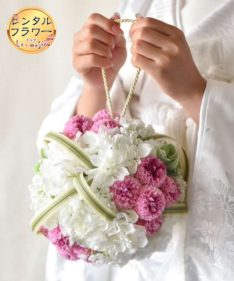 レンタル ウェディングブーケ ボールブーケ 造花 和 ヘッドドレス ブートニア 春風