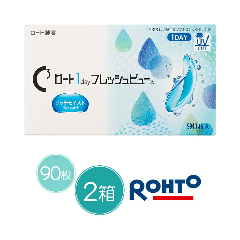 【2箱セット】 【90枚】 ロート1dayフレッシュビュー リッチモイスト | ロート1dayフレッシュビューリッチモイスト ロート コンタクト コンタクトレンズ 1day ワンデー ワンデイ フレッシュビュー フレッシュ ビュー