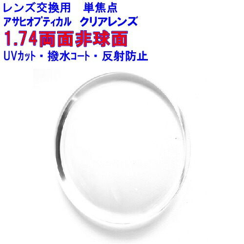 ハイパーインデックス174DAS アサヒオプティカル 1.74両面非球面レンズ 単焦点 めがね 眼鏡 メガネ レンズ交換用 2枚1組 1本分 他店購入フレームOK 持ち込み可 持込可