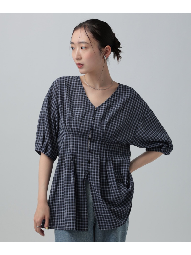 チェックタックブラウス/SS LEPSIM レプシィム トップス シャツ・ブラウス ベージュ ブラック【送料無料】[ Fashion]