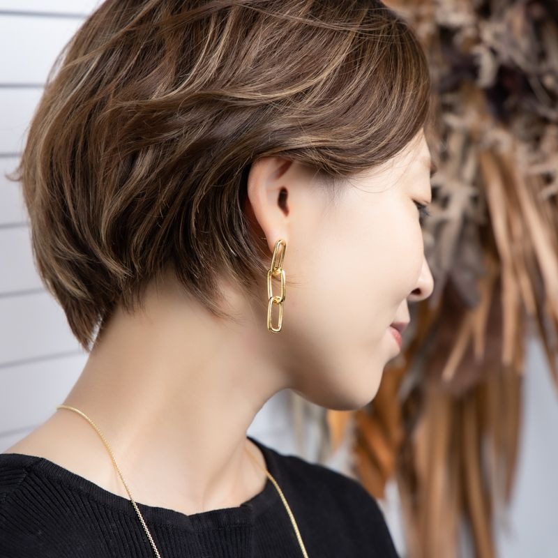 チェーンパールピアス