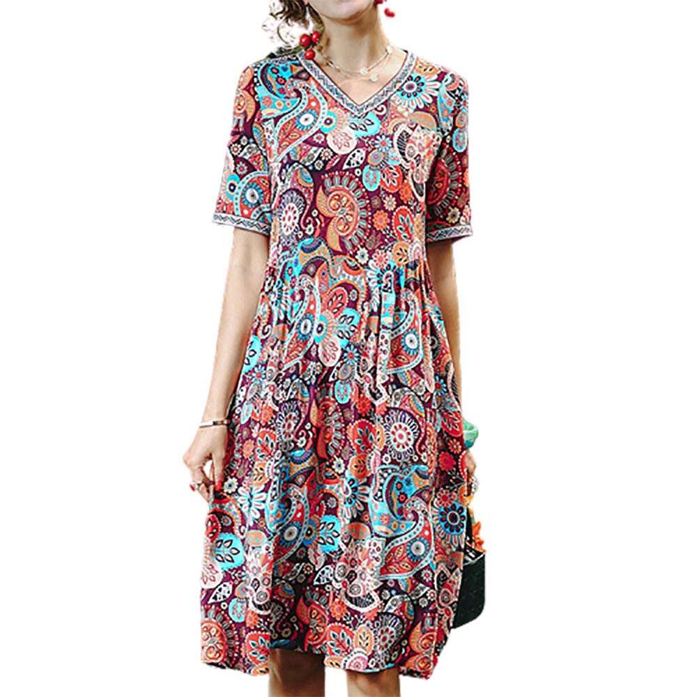 楽天市場】ワンピース レディース エスニック花柄ワンピース きれいめ
