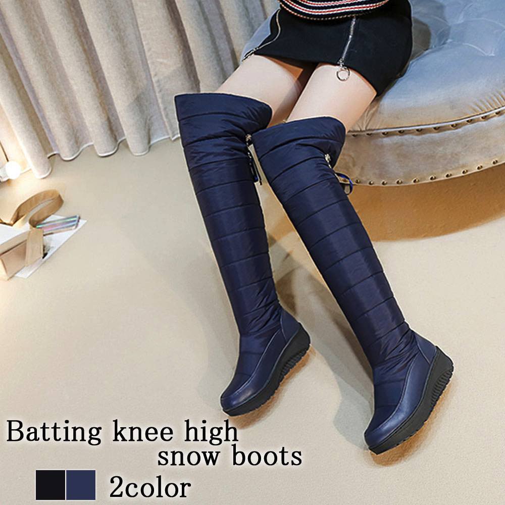 楽天市場】ロングブーツ レディース 中綿ニーハイスノーブーツ 防寒