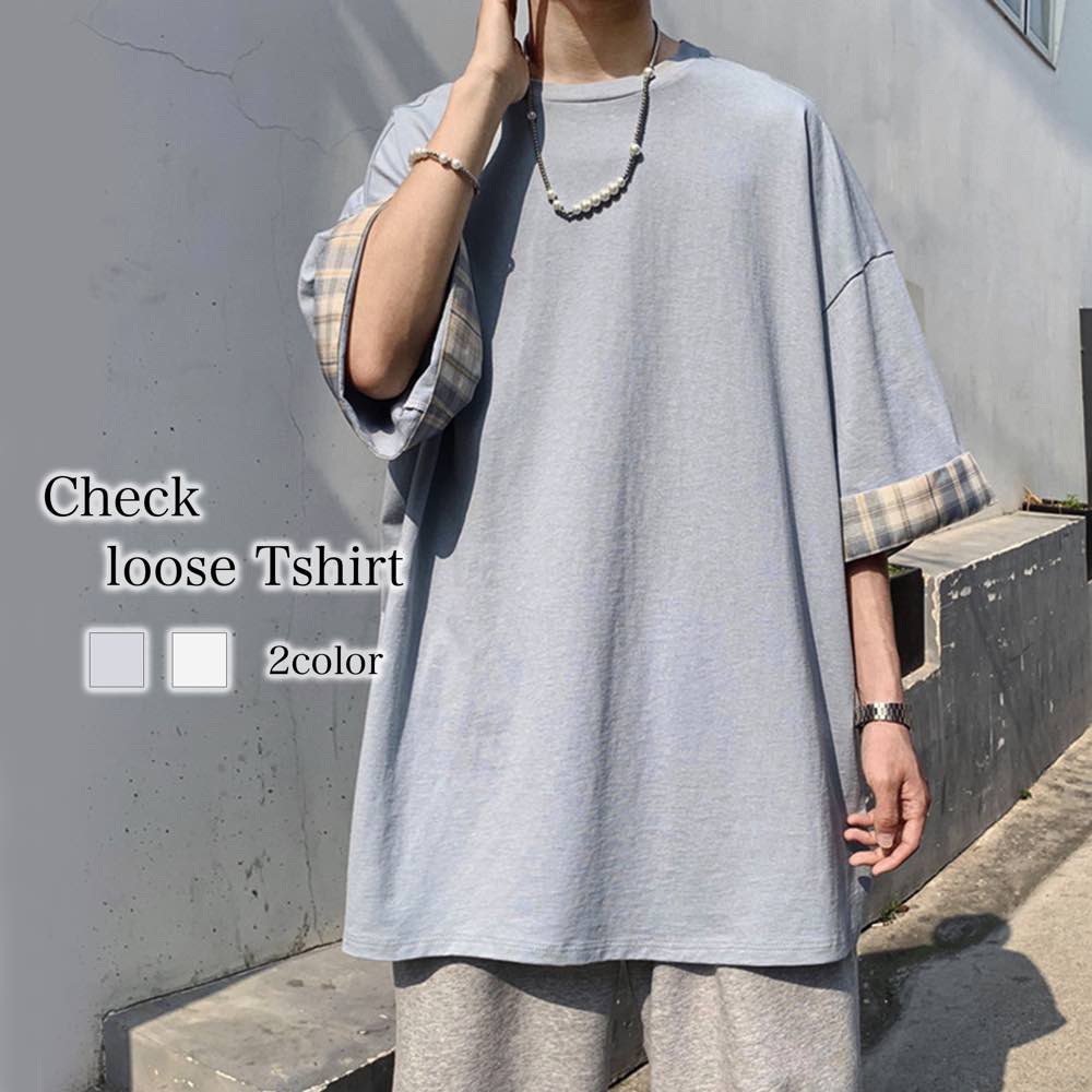メンズ カジュアル ヴィンテージ ルーズ 薄め 半袖 Tシャツ antiqua ヴィンテージ風ビッグTシャツ メンズ 半袖 綿 クルー