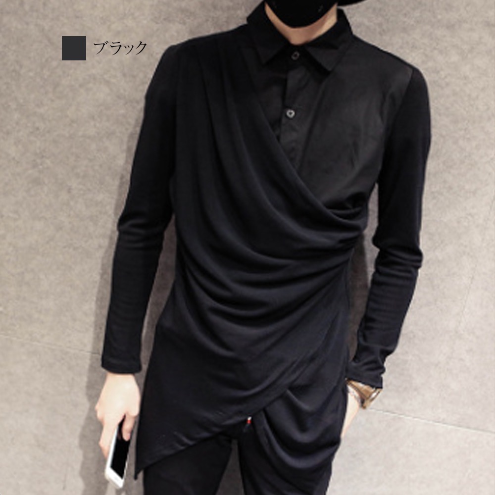 【＼クーポン利用で20%OFF!／】 シャツ メンズ ドレープシャツカットソー 秋 インナー 厚手 ビジネス フランネル 襟付き ブランド スーツ 大きいサイズ おしゃれ 暖かい 春 フォーマル 白 派手 カジュアル 肌着 黒 オフィス ドルマン オシャレ 冬 あったか