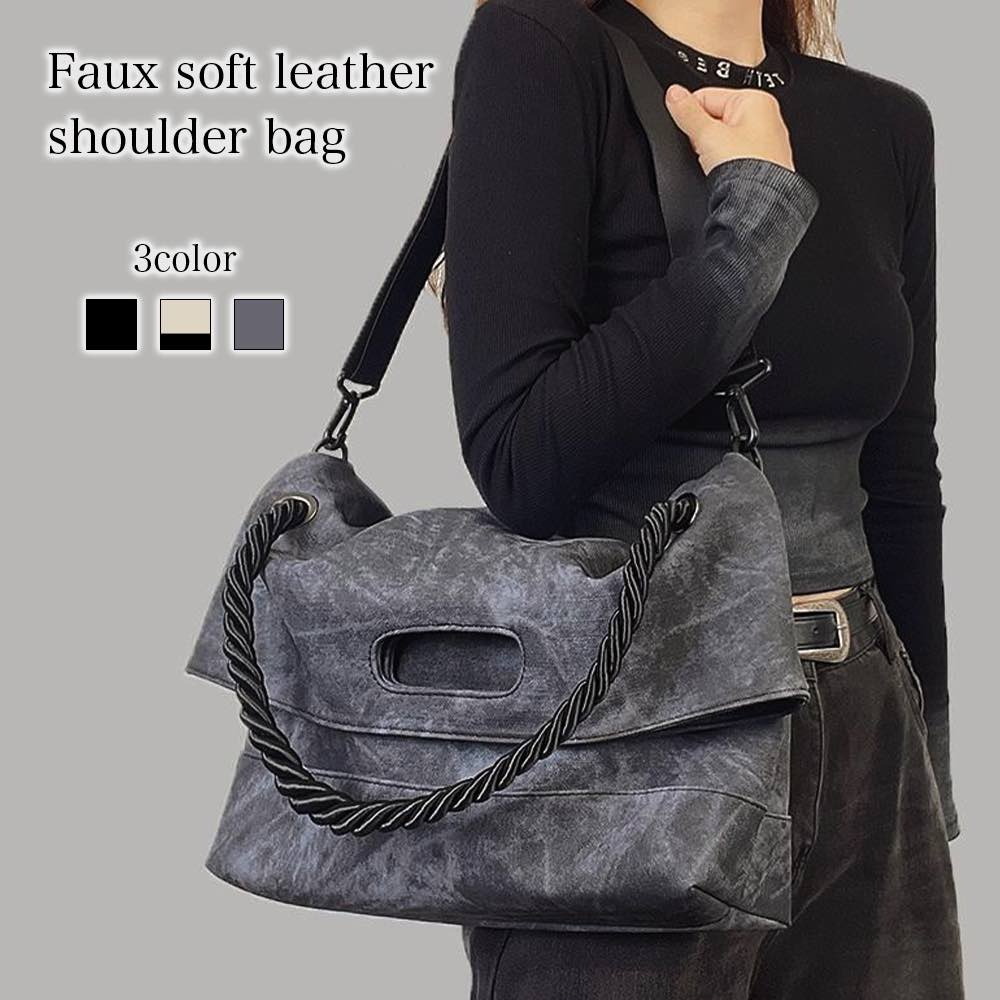 【＼クーポン利用で20%OFF!／】 ショルダーバッグ レディース フェイクソフトレザーショルダーバッグ 軽い 黒 ナイロン 大きめ カジュアル 小さめ ミニ 冬 A4 斜めがけ 大人 帆布 旅行 大容量 春 スポーティー 2ウェイ 可愛い レザー 革 2WAY トートバッ