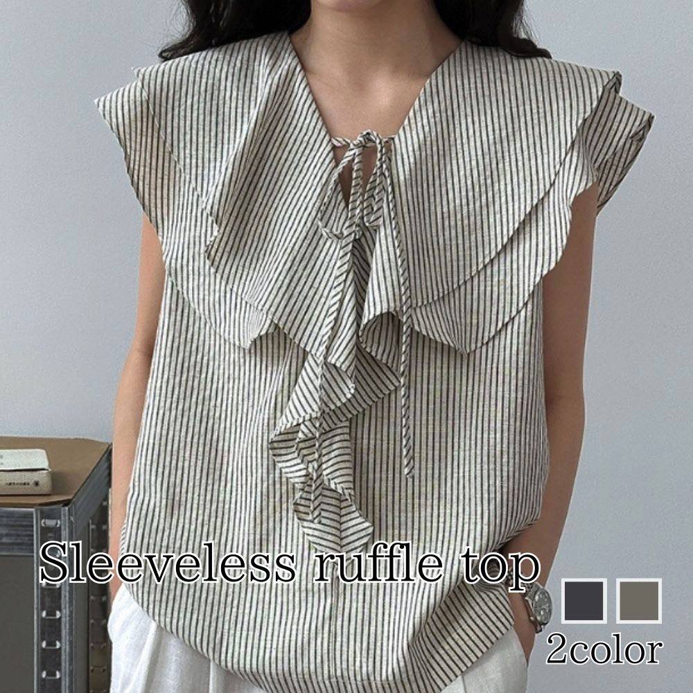 【＼クーポン利用で20%OFF!／】 ブラウス レディース ノースリーブフリルトップス カジュアル レース シャツ Tシャツ 50代 オフィス 涼しい 高品質 カットソー ブランド 事務服 大きいサイズ リボン 薄手 夏 シフォン きれいめ ノーアイロン フリル スーツ お｜Coat Classic（コートクラシック）